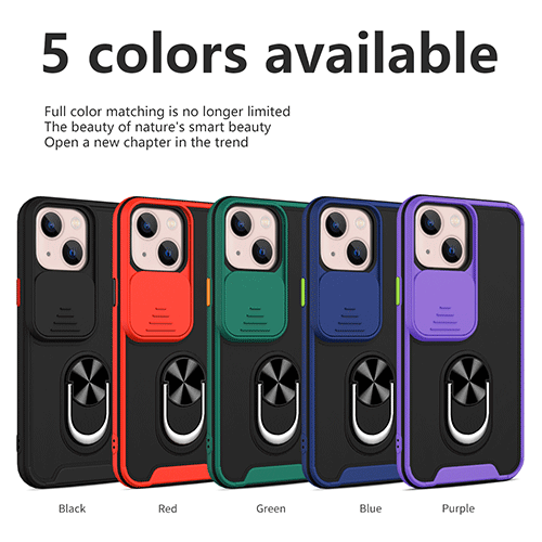 Slide Camera Cover Telefon Taske Med Ring Holder